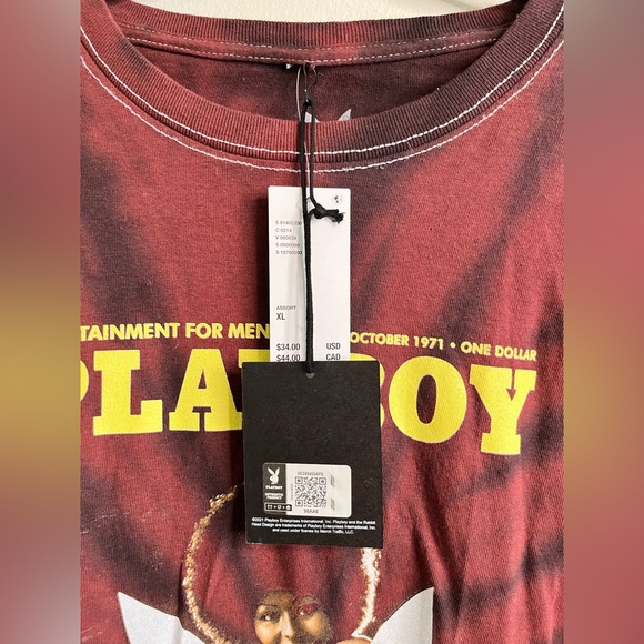 Playboy Pose Maroon Tie Dye Tee XL NWT - Picture 5 of 7